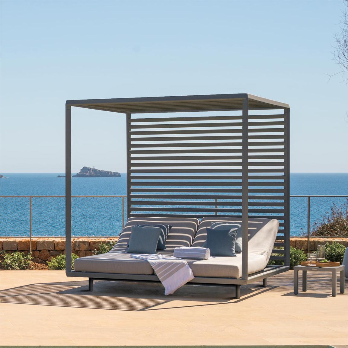 Modern Rattan Teak Lounge Chair Pool Sunbed Outdoor Daybed Aluminum Garden Sun Lounger Wood Day Bed