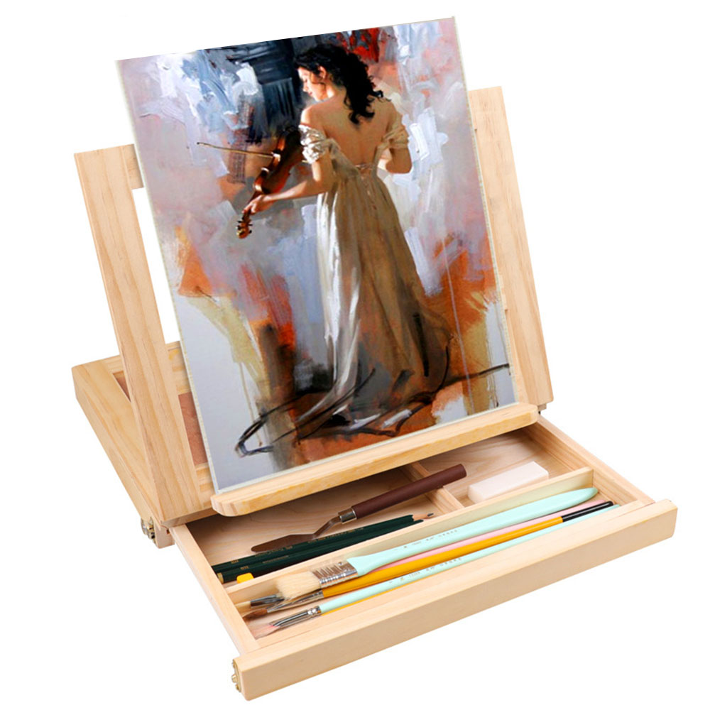New Desktop Easel Folding Multifunctional Mobile Drawing Board Wooden Oil Painting Frame Box Sketch Sketching Board