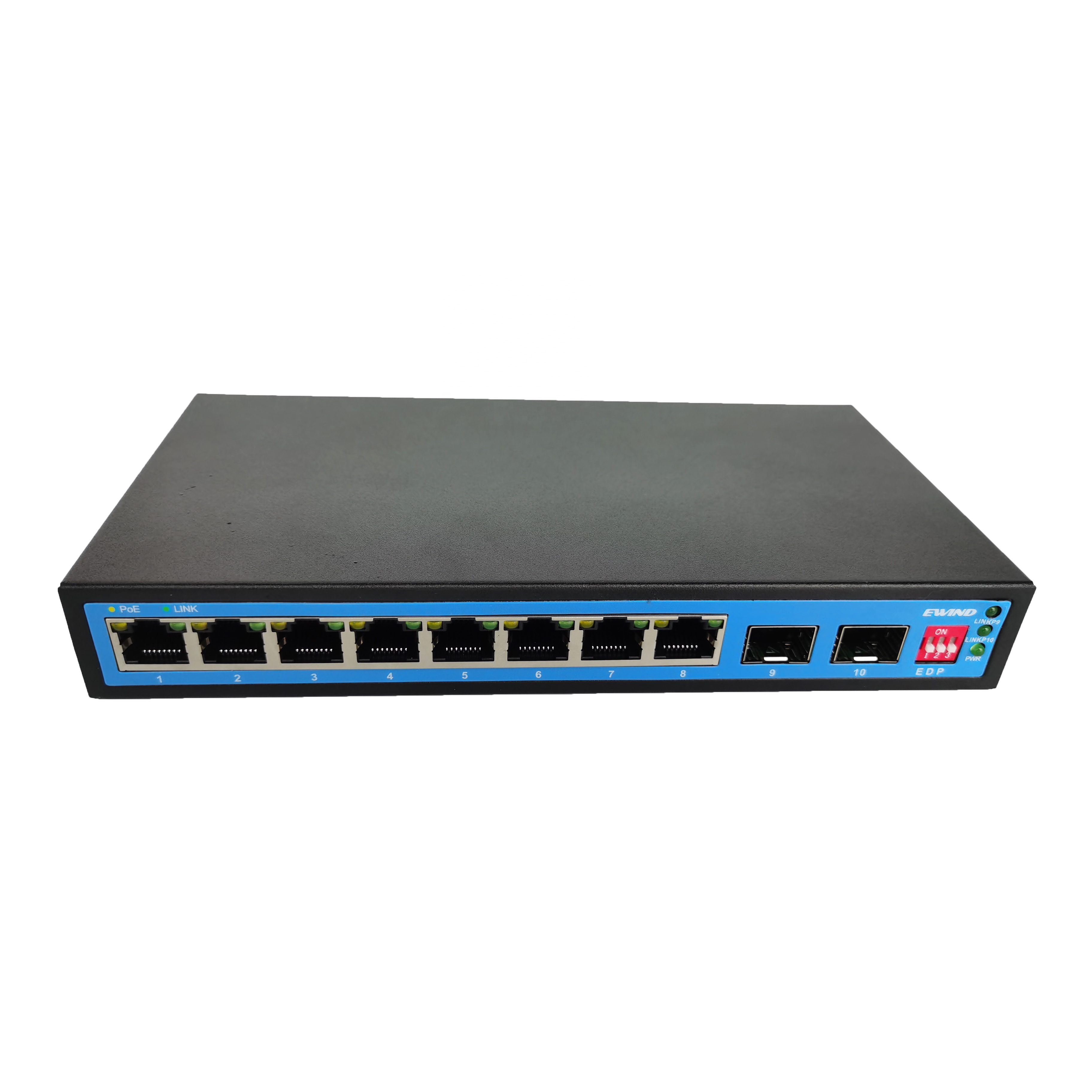 Коммутатор Ethernet на большие расстояния с 8 портами PoE Gigabit, 8 портов с 2 портами SFP
