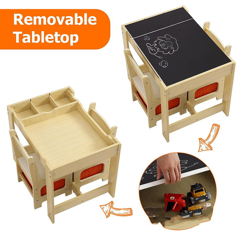 Wooden Activity Kids Table and Chair Set Drawing Reading Playroom Multipurpose Tabletop
