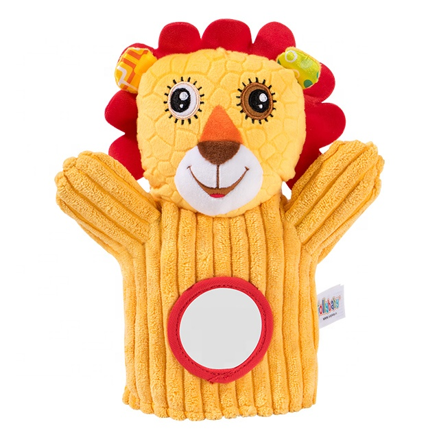 Jollybaby High quality lovely rattle toy cartoon animals hand puppet baby cute plush stuffed hand puppet