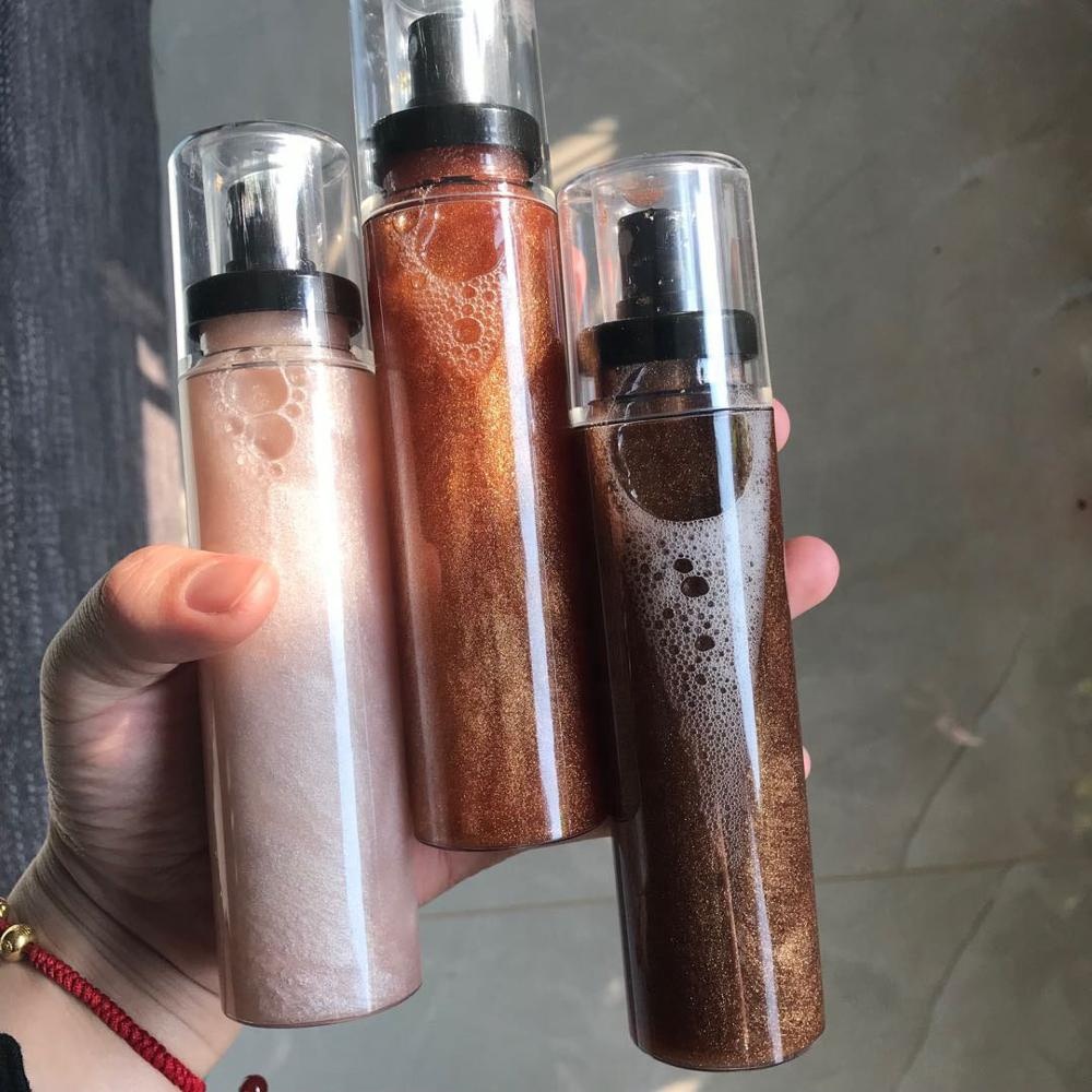 Фирменная торговая марка, сияющее масло для тела, оптовая продажа, макияж для тела, сияющий блеск, хайлайтер, спрей