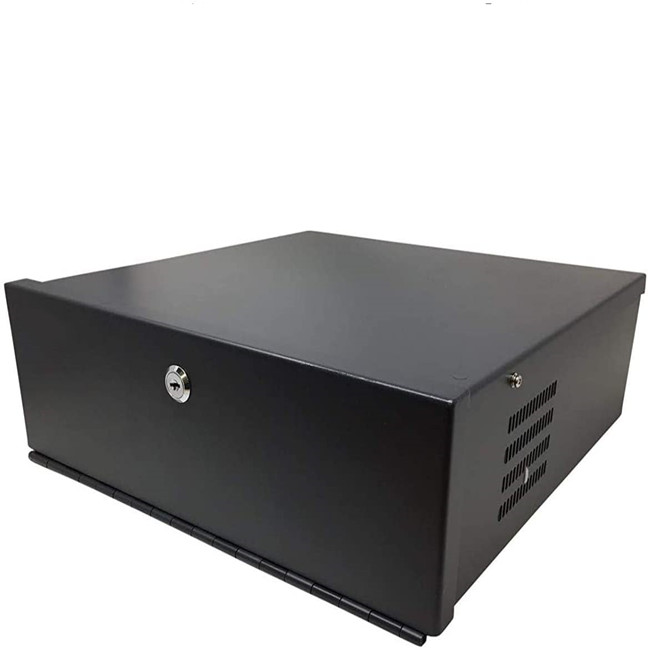 Сверхмощный 18 "x 18" x 8 "DVR/PC безопасности черный замок коробка из нержавеющей стали 16 калибра с вытяжной вентилятор