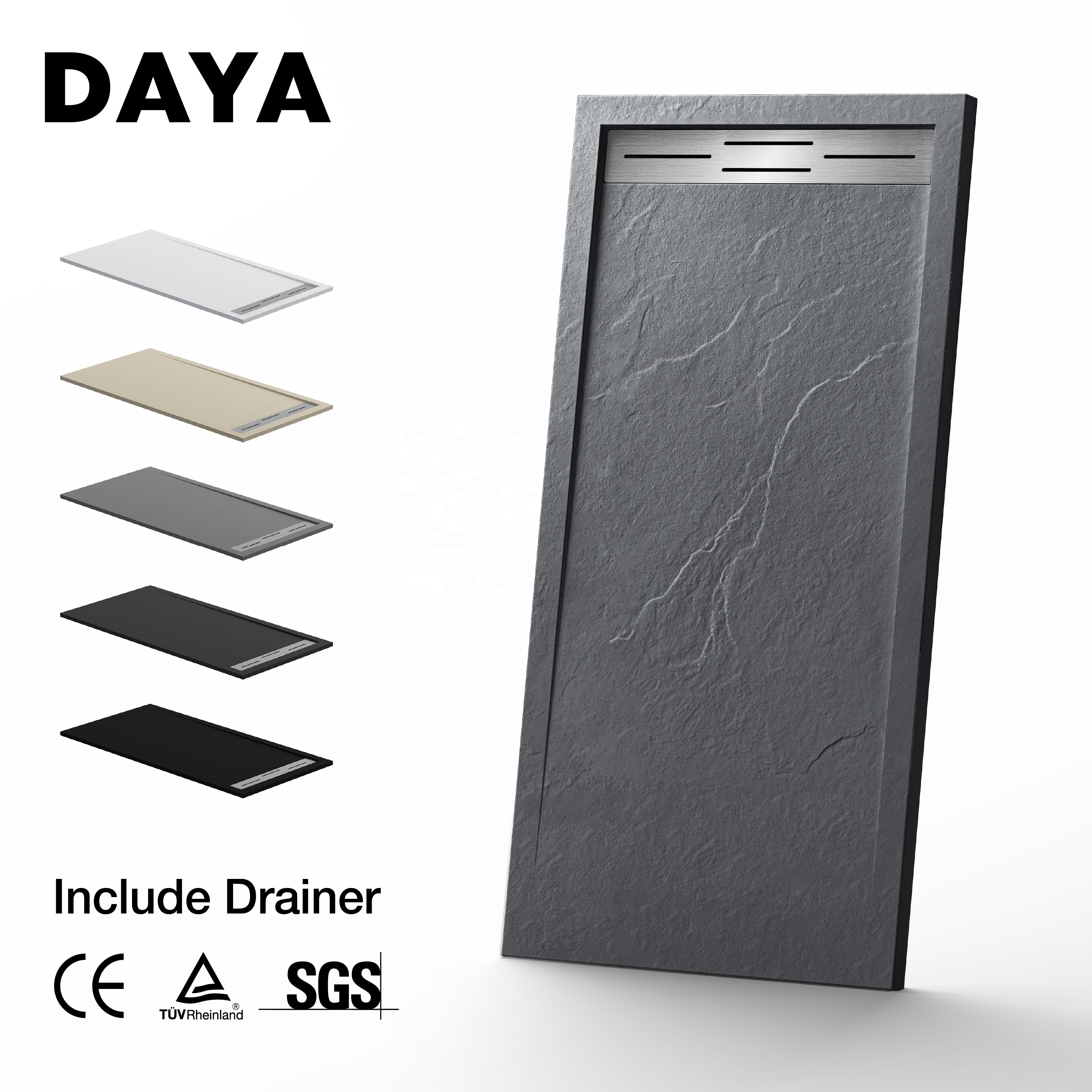 Rough surface shower tray easily install marble shower base