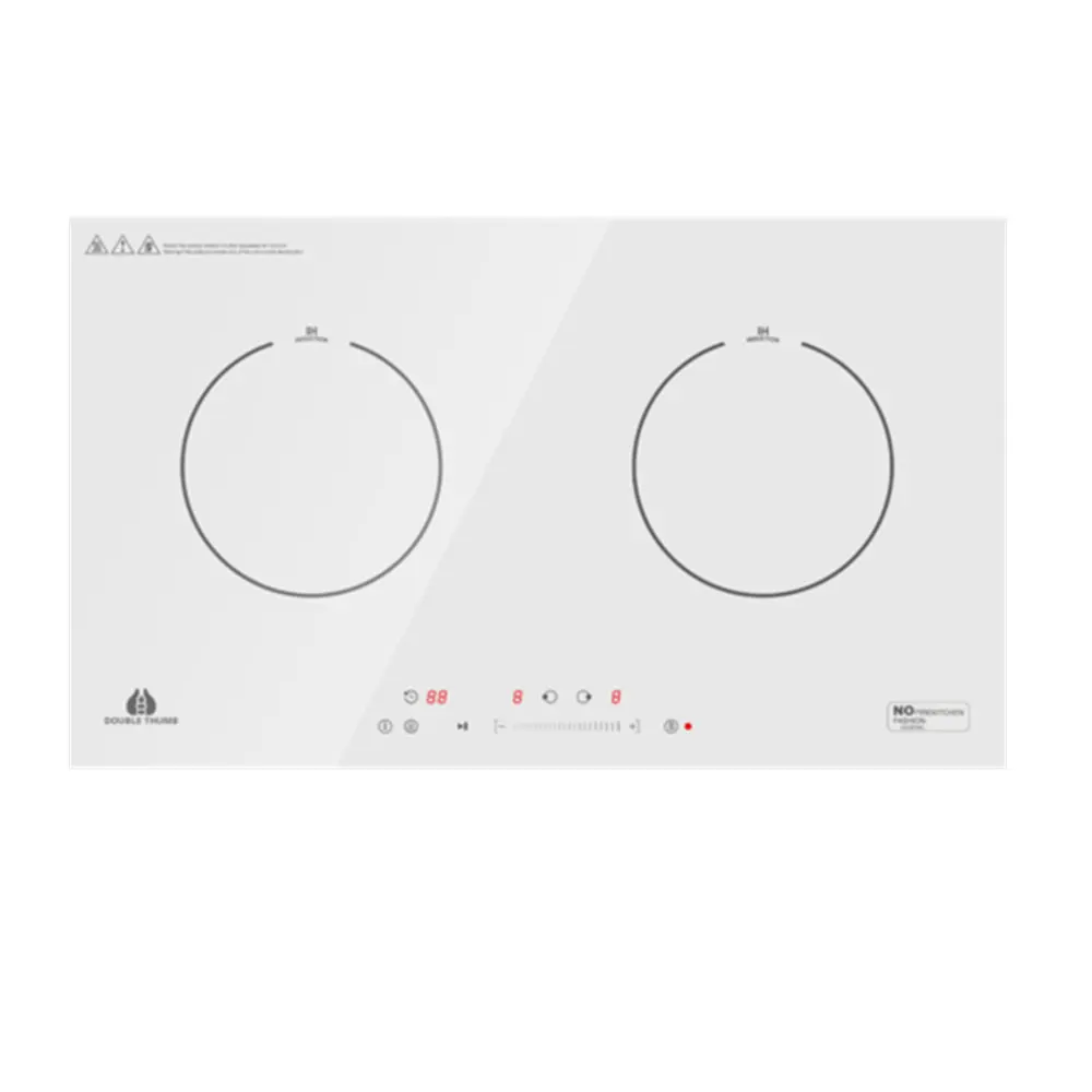 220V 4000W built hob 4000W electric double induction cooker white glass CE CB EMC APPROVAL cocina de induccion