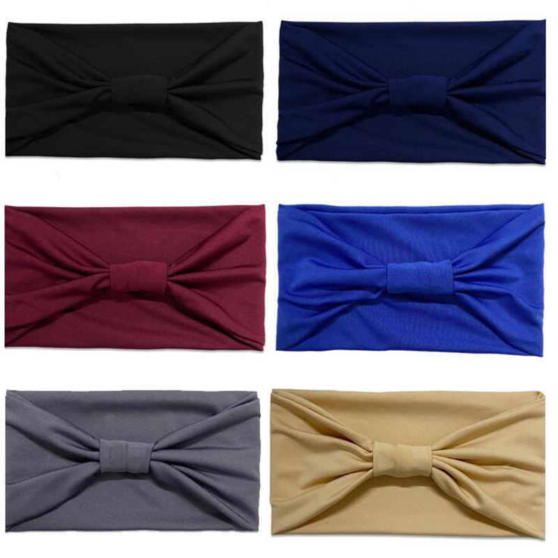 European and American wide-brimmed women's yoga stretch headscarf daily headwear hair accessories pure color fluffy headbands