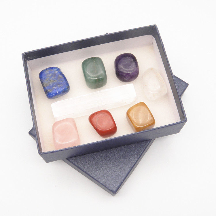 Hot Sale Seven Chakra Crystal Tumbled Stones Crystal Quartz With Selenite Meditation Spiritual Product Healing Reiki Kits