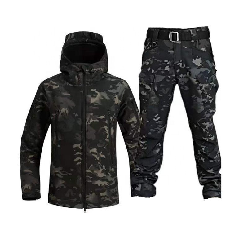 Tactical Combat men's jacket set Outdoor Soft Men's Autumn Winter Fleece Warm Mountaineering windproof Suit Tactical hoody Sets