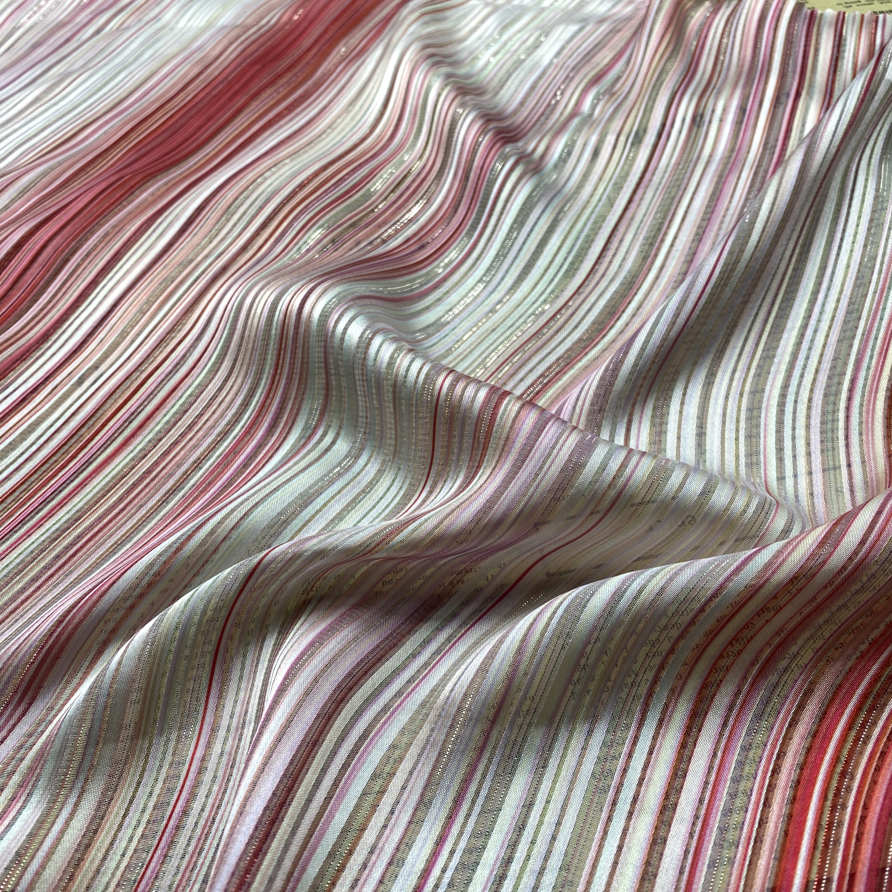 HIGH FASHION PRINTING METALLIC CHIFFON FABRIC SLIVER STRIPE CHIFFON FABRIC FOR DRESS