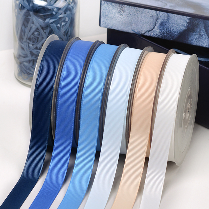 Ribest Gift Packaging Grosgrain Ribbon Printed Logo Wholesale Rolls 196 Colors 18 Sizes