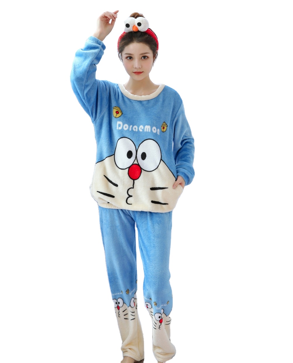 Women's Winter Flannel Pajama Set Womens Fleece Pajamas Cotton Sleepwear Home Clothing Thick Warm Coral Velvet Suit