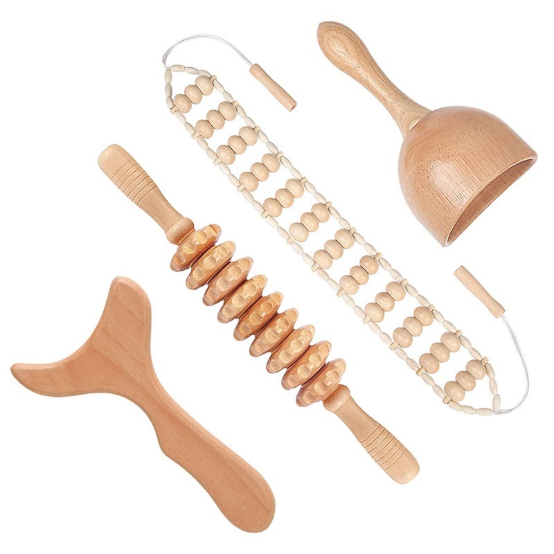 Fast Delivery Wooden Therapy Massage Stick Set Fully Body Guasha Tools Wooden Self Massager Wooden Handheld Massager