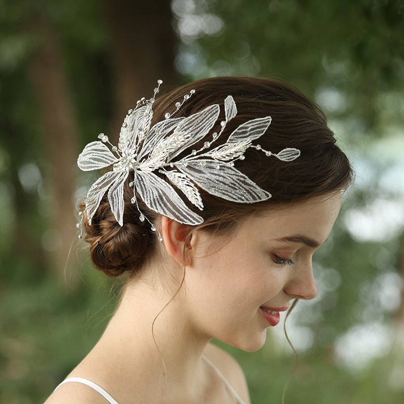 Handmade Crystal Bride Hairband Jewelry Luxury Gold Leaf Wedding Bridal Hair Vine Clip Accessory