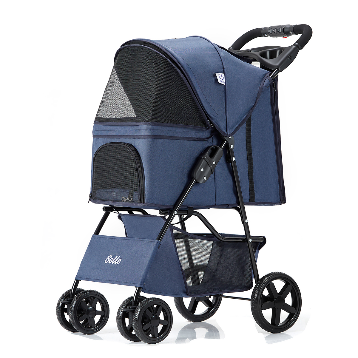 Pet Folding Stroller Outdoor Travel Pet Trolleys 3/4 wheels suitable for dogs & cats easy to carry Customizes logo OEM