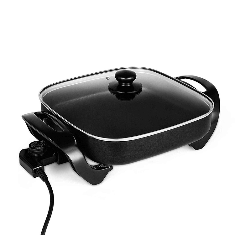 electrical appliances Aluminum electric bbq nonstick skillet with glass cover