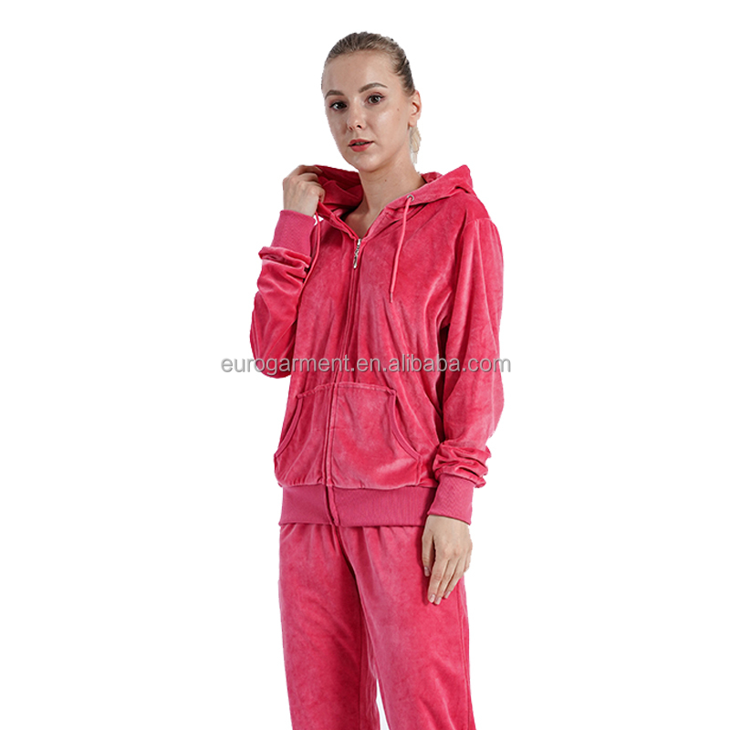 Ladies Girl 2 Piece Outfits Tracksuit Sports Set Coral Fleece Clothes