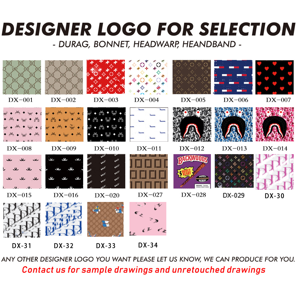 Vendor Custom Logo Men Durag Satin Multifunction Women Luxury Hair Spandex Designer Bonnets And Durags Satin Silk Set
