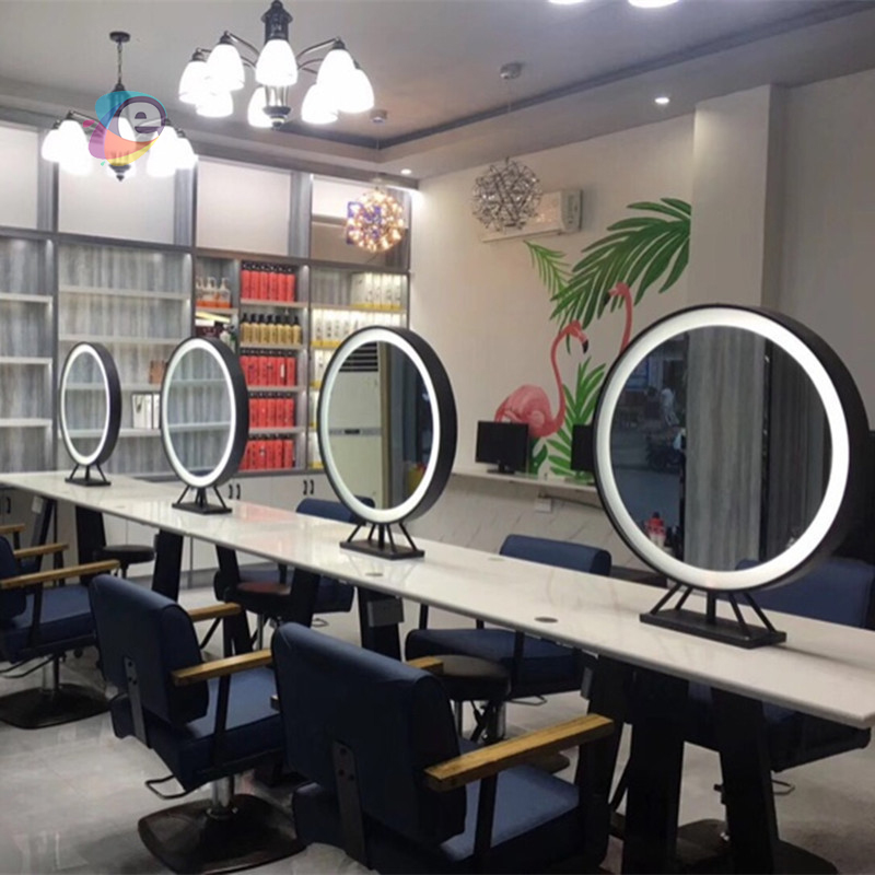 Wig hairdressing Store Innovative Design Logo Lock Glasses Display Cabinet wig hairdressing salon mirror work station