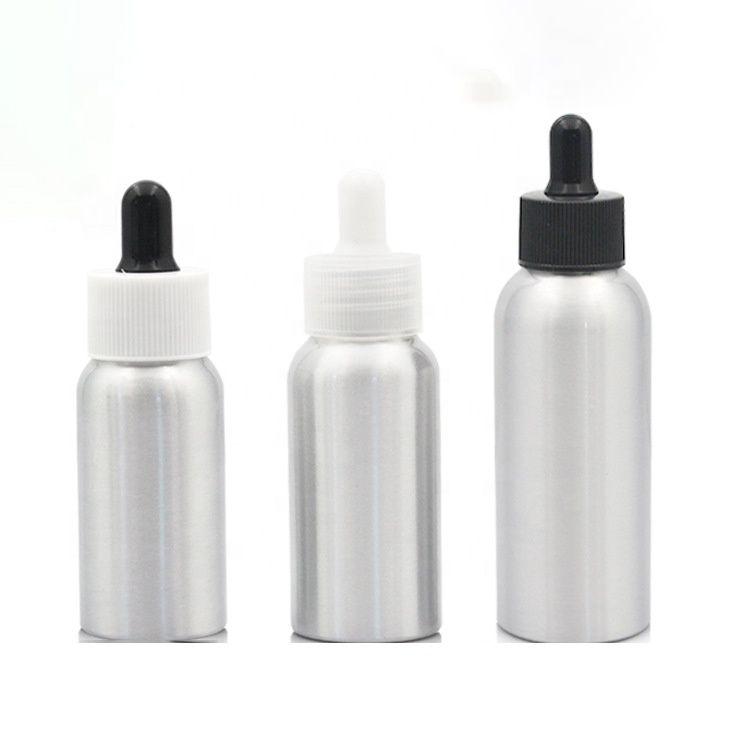 10ml 30ml 50ml 100ml Sustainable metal empty aluminum cosmetic bottle screw top lid dropper bottle spray bottle