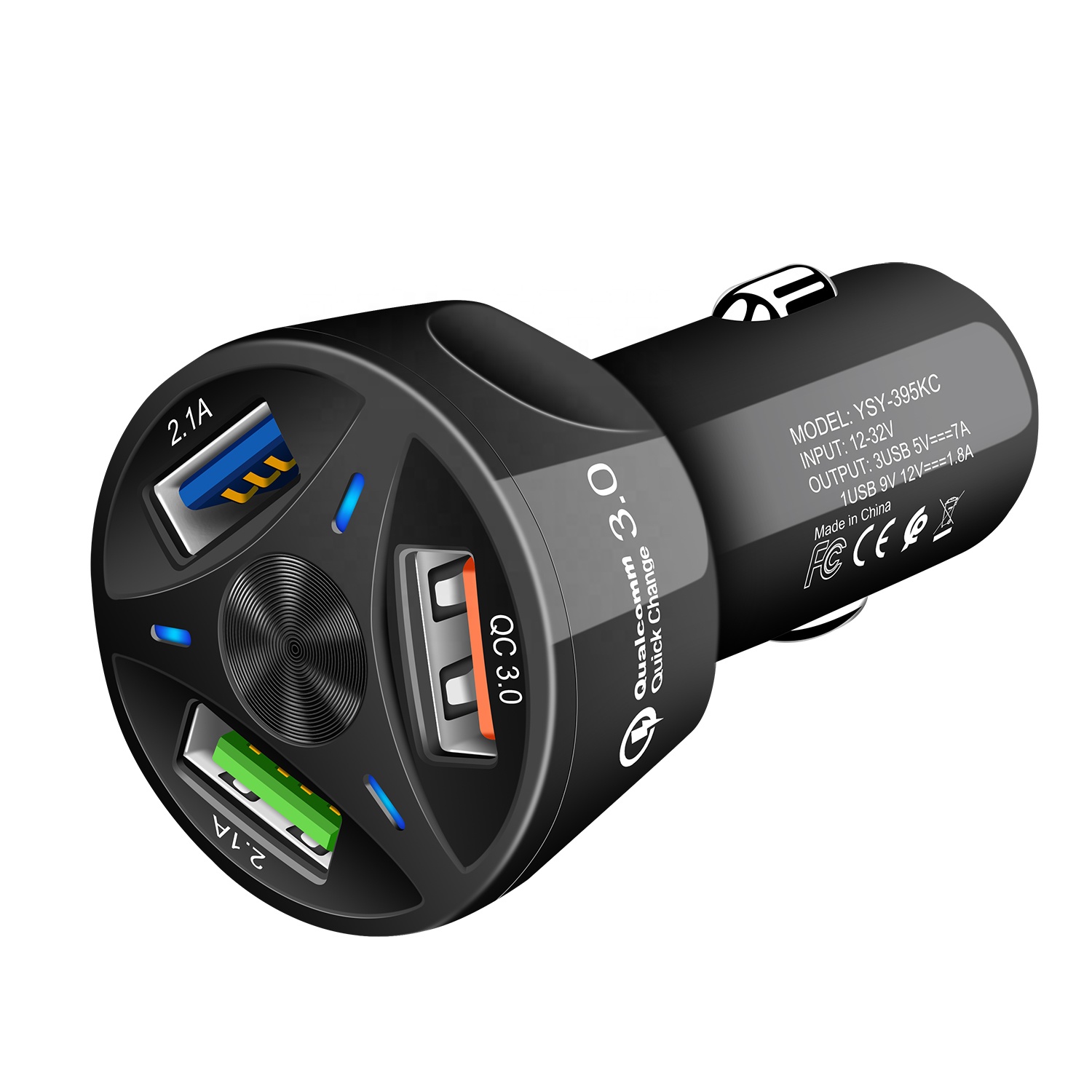 TD-LTE низкая цена 5V 7A qc3.0 Автомобильная зарядная станция с 3 Usb-портами быстрое автомобильное зарядное устройство с Android v8 USB-кабелем