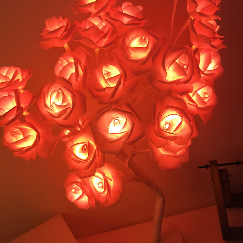 Good Price Living Room Indoor Decor 3AA Battery USB Powered LED Rose Flower Desk Table Light