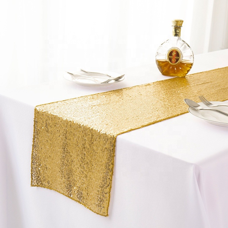 Custom Wedding Party Decorations Sequin  Round Rectangle  Sequins Table Runner for Wedding Party Decoration Table Runner