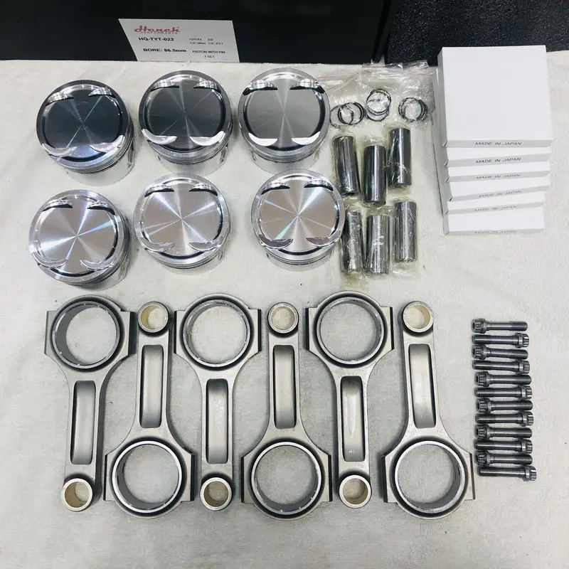 For Toyota Supra 2JZ GTE 86mm/86.5mm/87mm CR 9.0:1 142mm Forged Pistons with pins and rings & Conrods with bolts best quality