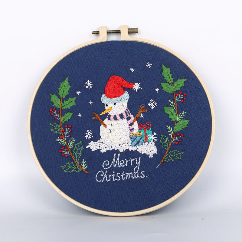 Christmas Embroidery Kit for Beginners with Merry Christmas Deer Patterns and Instructions, Full Range of Stamped