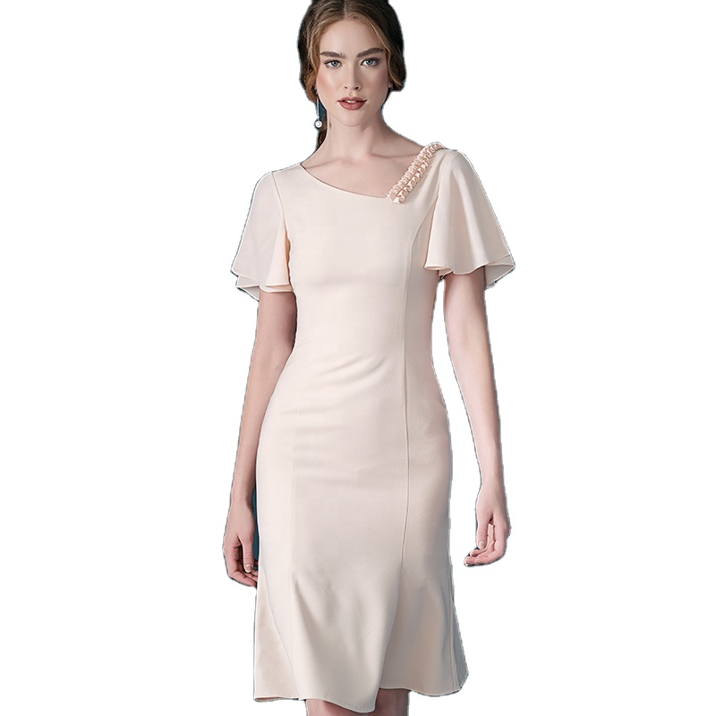 Apricot Chiffon Fishtail dresses women clothing fashion 2019 summerfor prom T2596