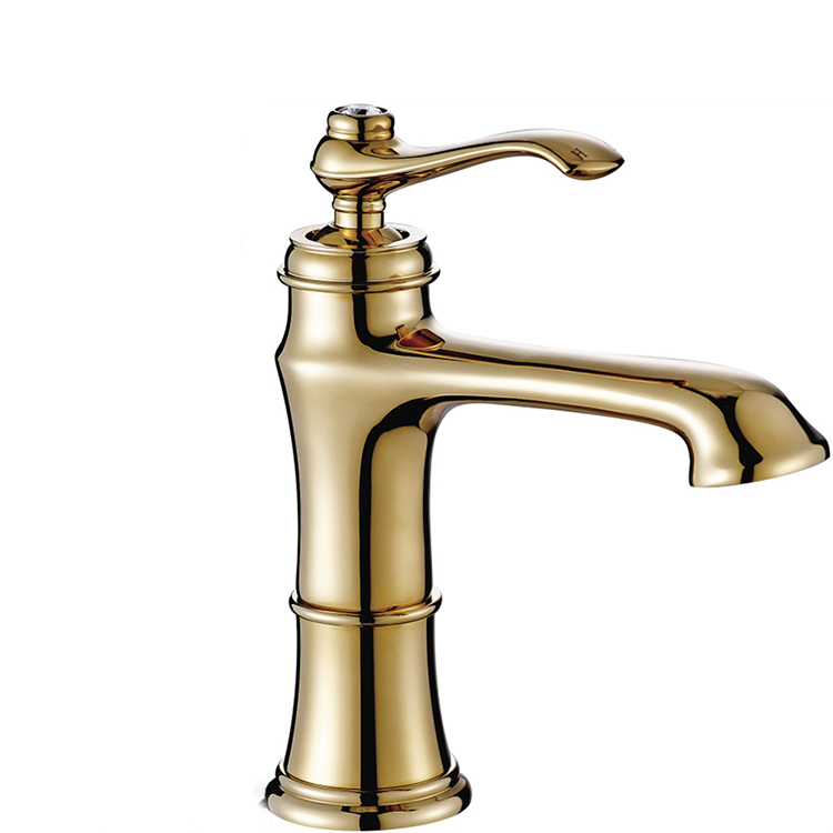 Modern Bathroom Zirconium Gold Basin Faucet Deck Mounted Single Hole Luxury Brass Basin Faucet