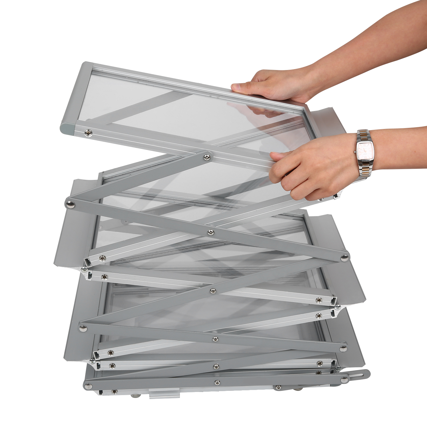 Portable Z-Type Iron Fold-Up Literature Brochure Stand Landscape A4 Brochure Holder