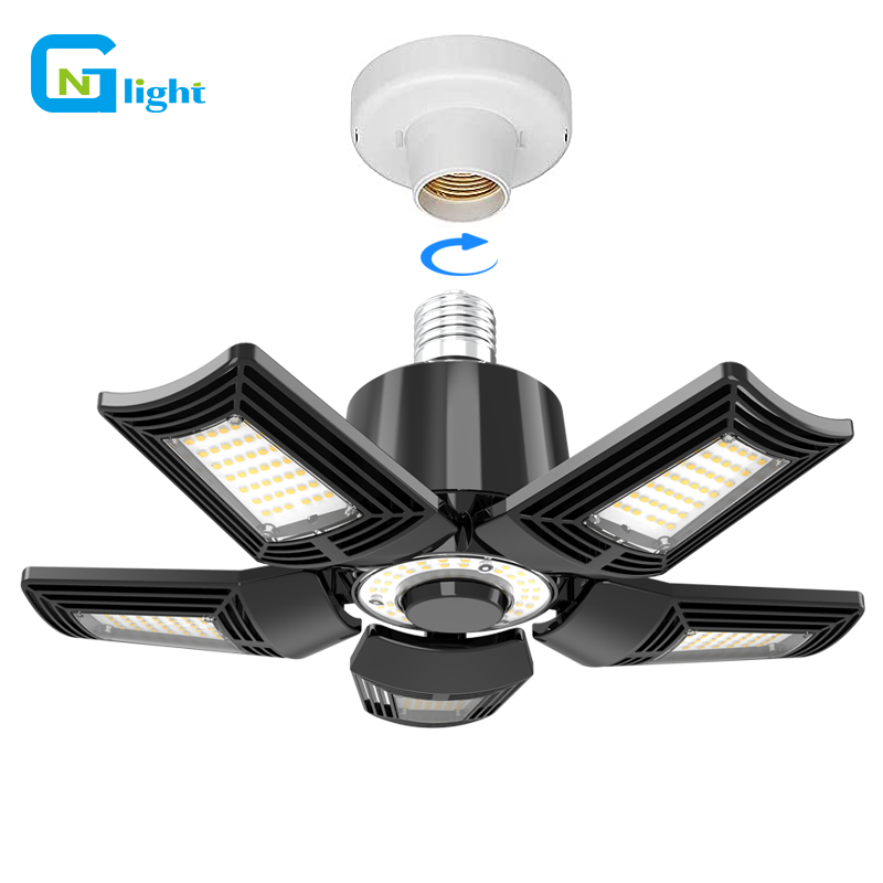 80W Deformable LED Garage Lights ETL 5000K 3-Panel Adjustable Trilights ceiling Lights 60w 125w 100w for Indoor Area lighting