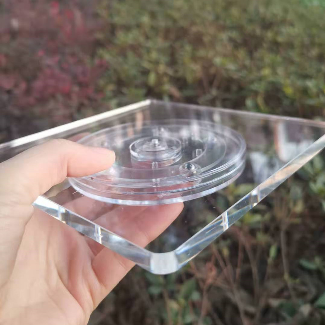 15cm Clear Plastic Acrylic Turntable Rotating Base Square Swivel Plates