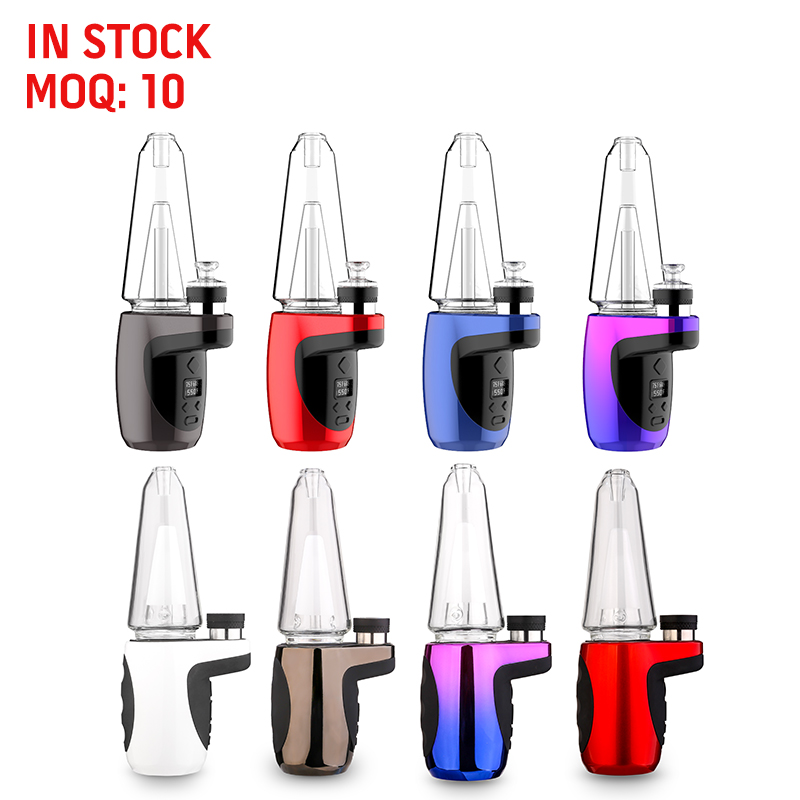 In stock High Quality 1500mAh 30s-90s adjustable Handheld Wax Weed Dry Herb Vaporizer with Glass Water Pipe