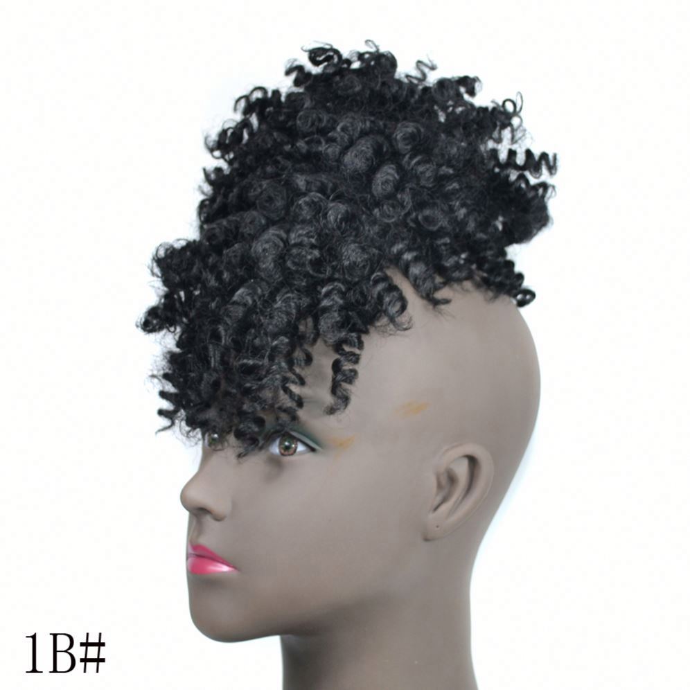 MYZYR Chorliss Kinky Curl Synthetic Chignon With Bangs Blonde Synthetic Short Afro Kinky Hair Bun Drawstring Clip In Chignon