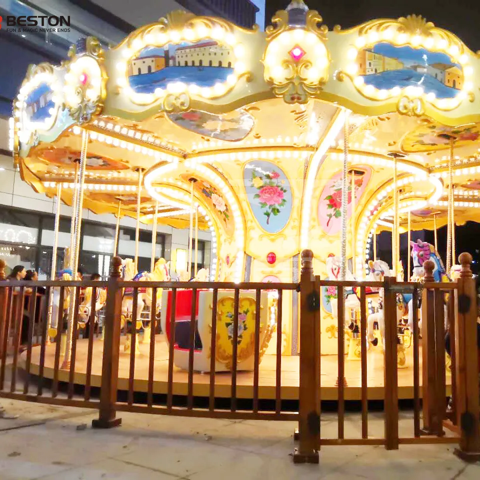 Amusement Park Carousel 26 Seats Merry Go Round Playground Equipment