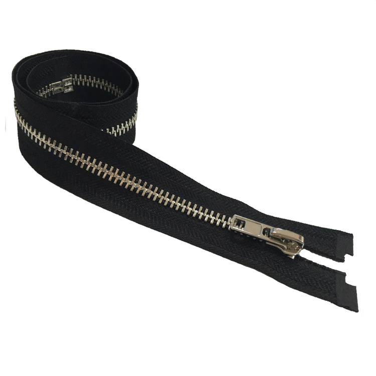 Luxury Appoint Length Size 8# Open-End Black Tape With Shiny Silver Metal Zippers