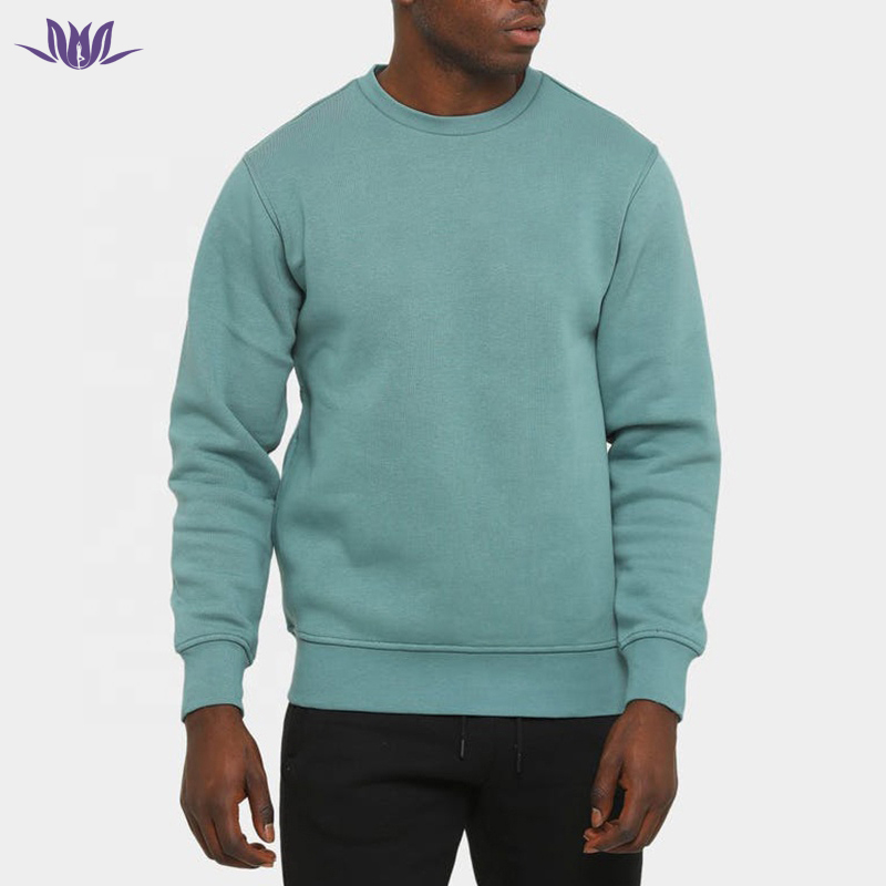 High quality blank fashion street style fitted men custom round neck pullover fleece slim fit sweatshirts