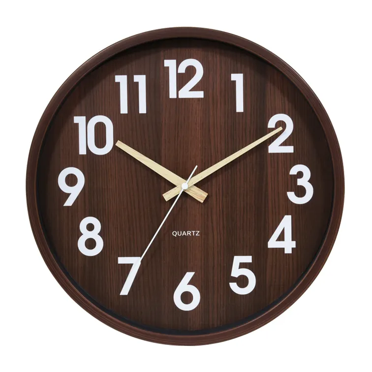 Wooden Color Fancy Design 12 inch Wall Clock Home Goods Wall Clocks