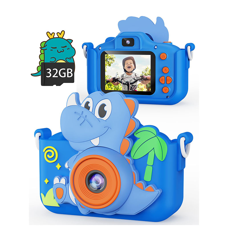 32GB Kid Gift Video Micro Mini Instant Photo Digital Print Camera For Kid Child Children Camera With Memory Dinosaur Kids Camera
