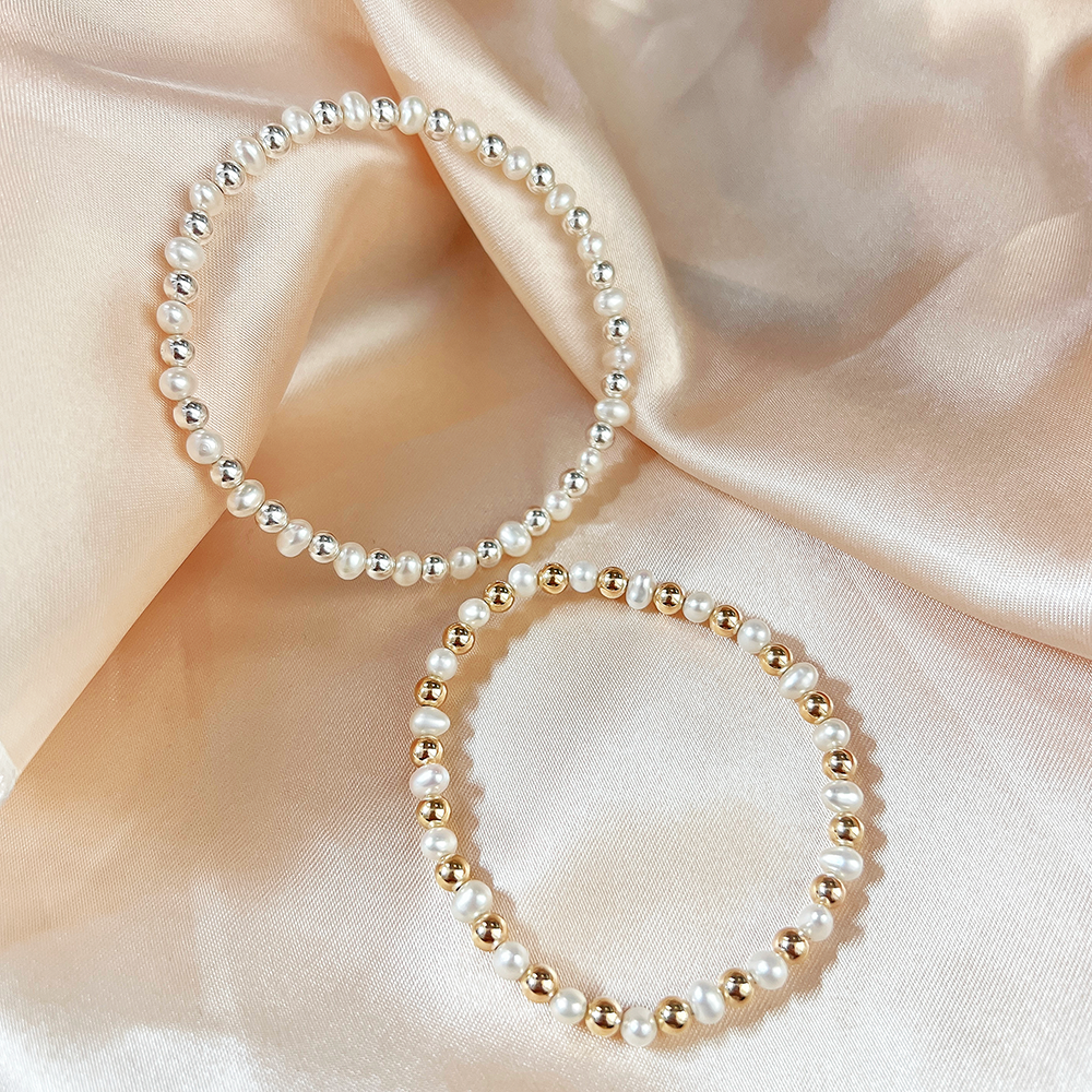 New style high quality 14k gold filled beaded pearl bracelet fashion permanent jewelry for women