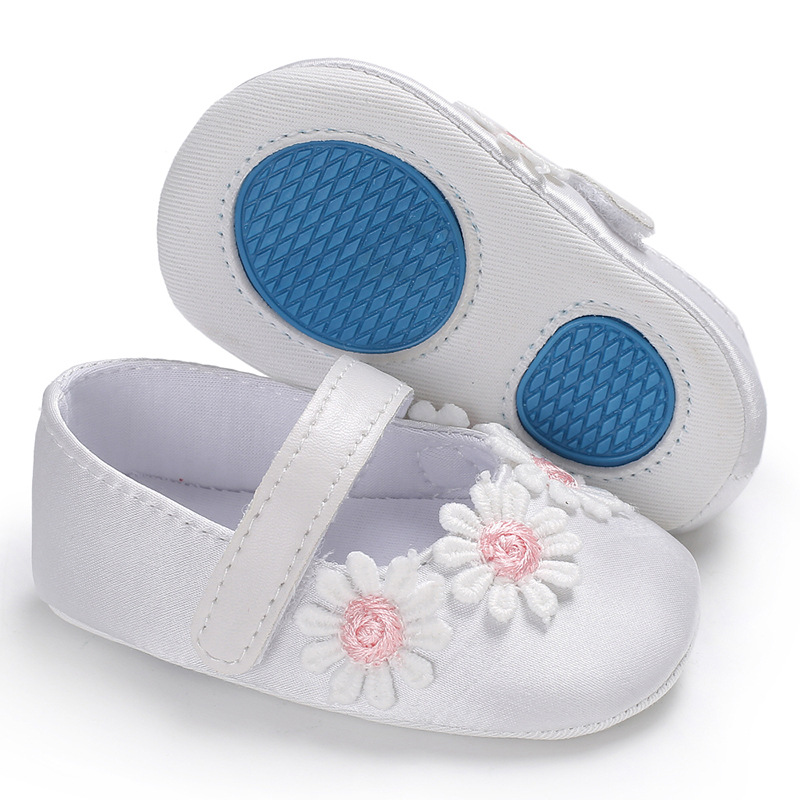 Hot Sale Boutique Cheap Flower Girls Pink Gold White Wedding Flat Shoes for Baby and Kids