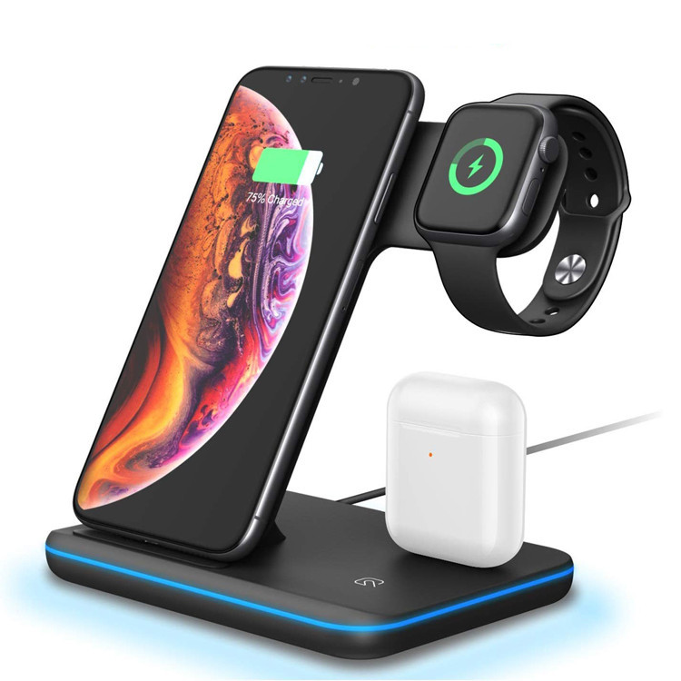 Горячая Распродажа 3 в 1 быстрая Беспроводная зарядная станция QI для Iphone 8 x Xs Max Xr 11 Samsung S9 S10 Plus