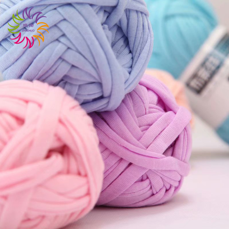 ZHAONUO supplier cotton knitting thick t-shirt t shirt fabric line crochet macaroni tshirt cloth yarn for handmade bag