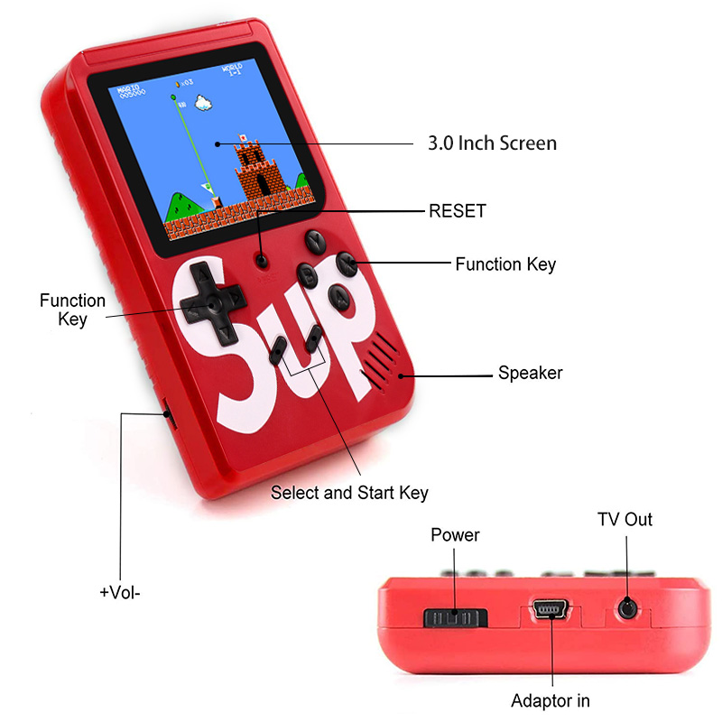 Портативная портативная игровая консоль Sup для одной игры 400 в 1, Классическая Игровая приставка SUP для 2 игроков
