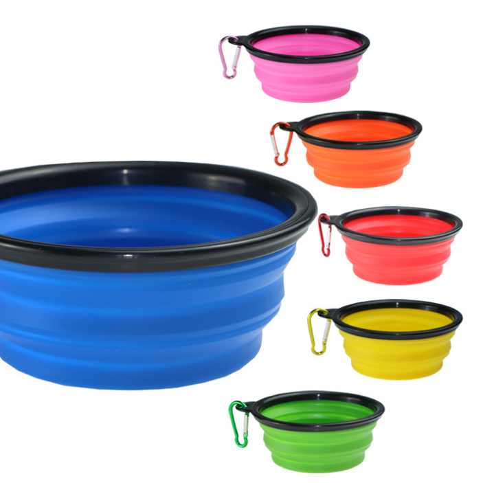 350ml Travel Camping Hiking Walking Dog Dish Bowl Collapsible Dog Bowl Pet Bowl with Carabiner Clip