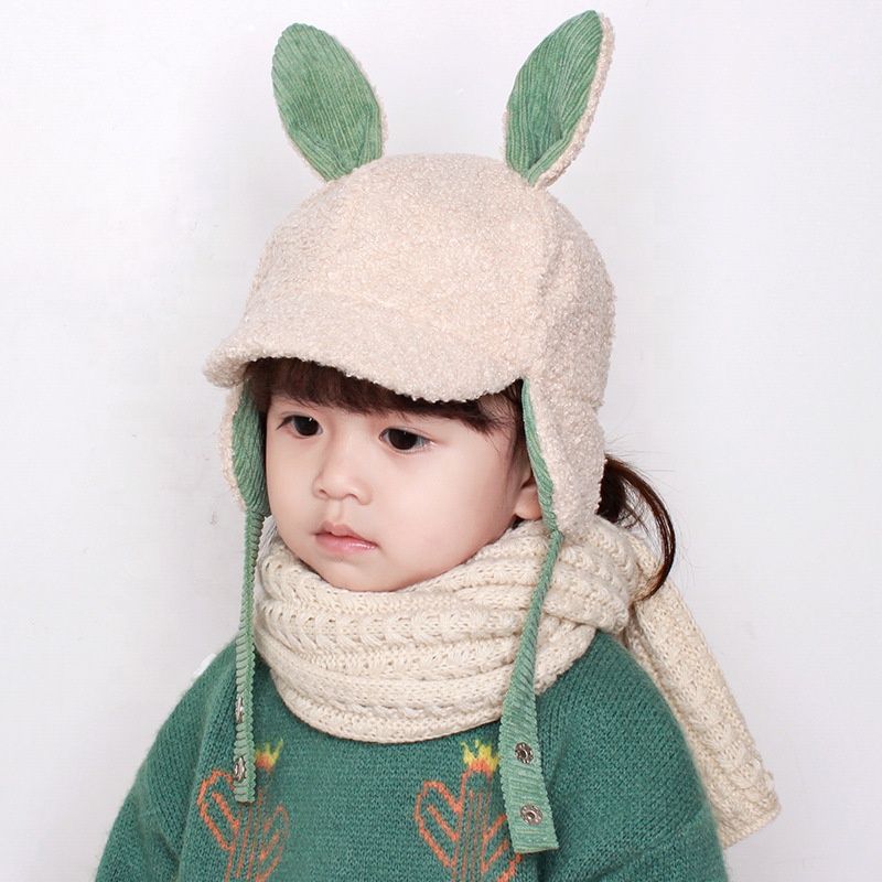 factory price cute kids winter Hat and scarf design other Rabbit protects ears boy girl child baby keep warm hats & caps