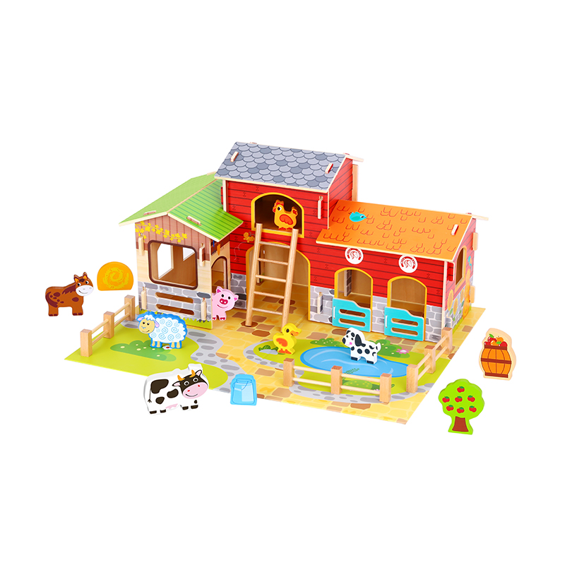 Очаровательная развивающая деревянная ферма игровой домик игрушки для малышей и детей постарше 3 +