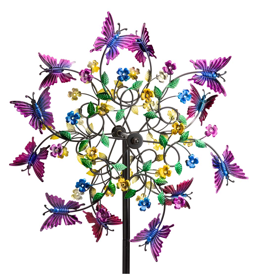 American wrought iron metal butterfly colorful rotating hand painted windmill
