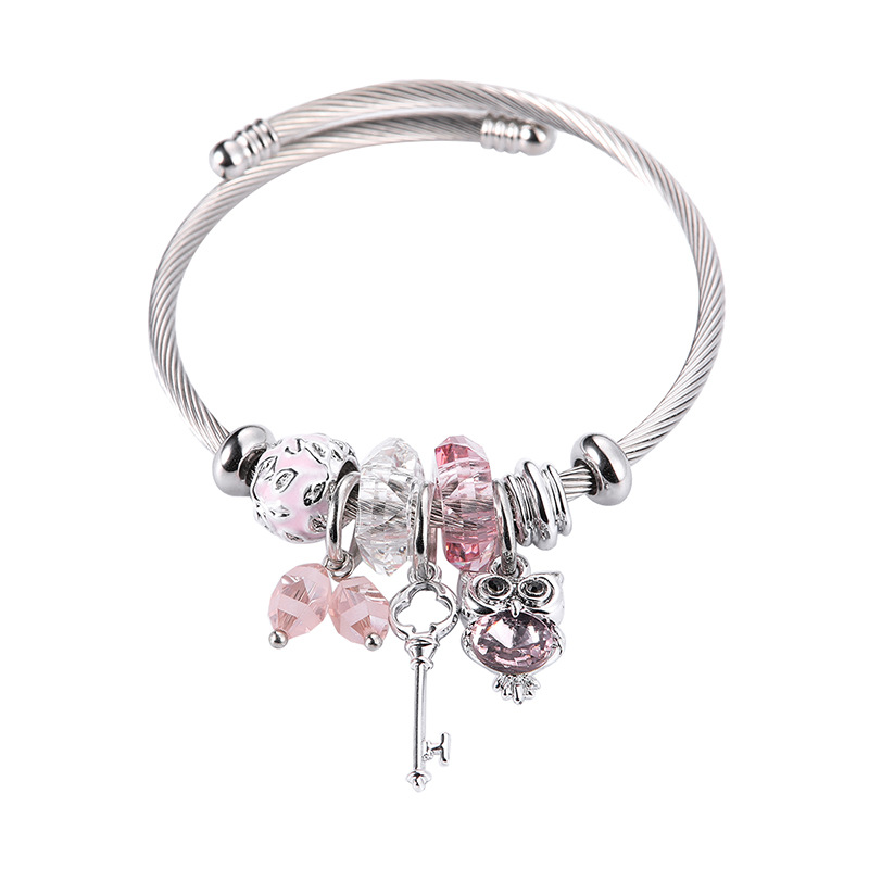 Модные ювелирные изделия DIYjewelry, регулируемый браслет из нержавеющей стали, роскошные бусины, женский браслет-талисман